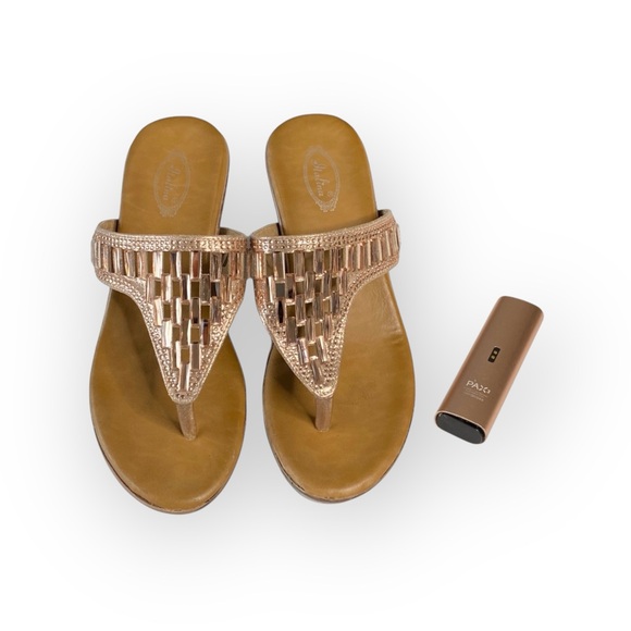 Italina ☻︎ Sparkly Baguette Crystal Wedge Heeled Sandals ☻︎ Rose Gold ☻︎ 7.5M - Picture 10 of 16